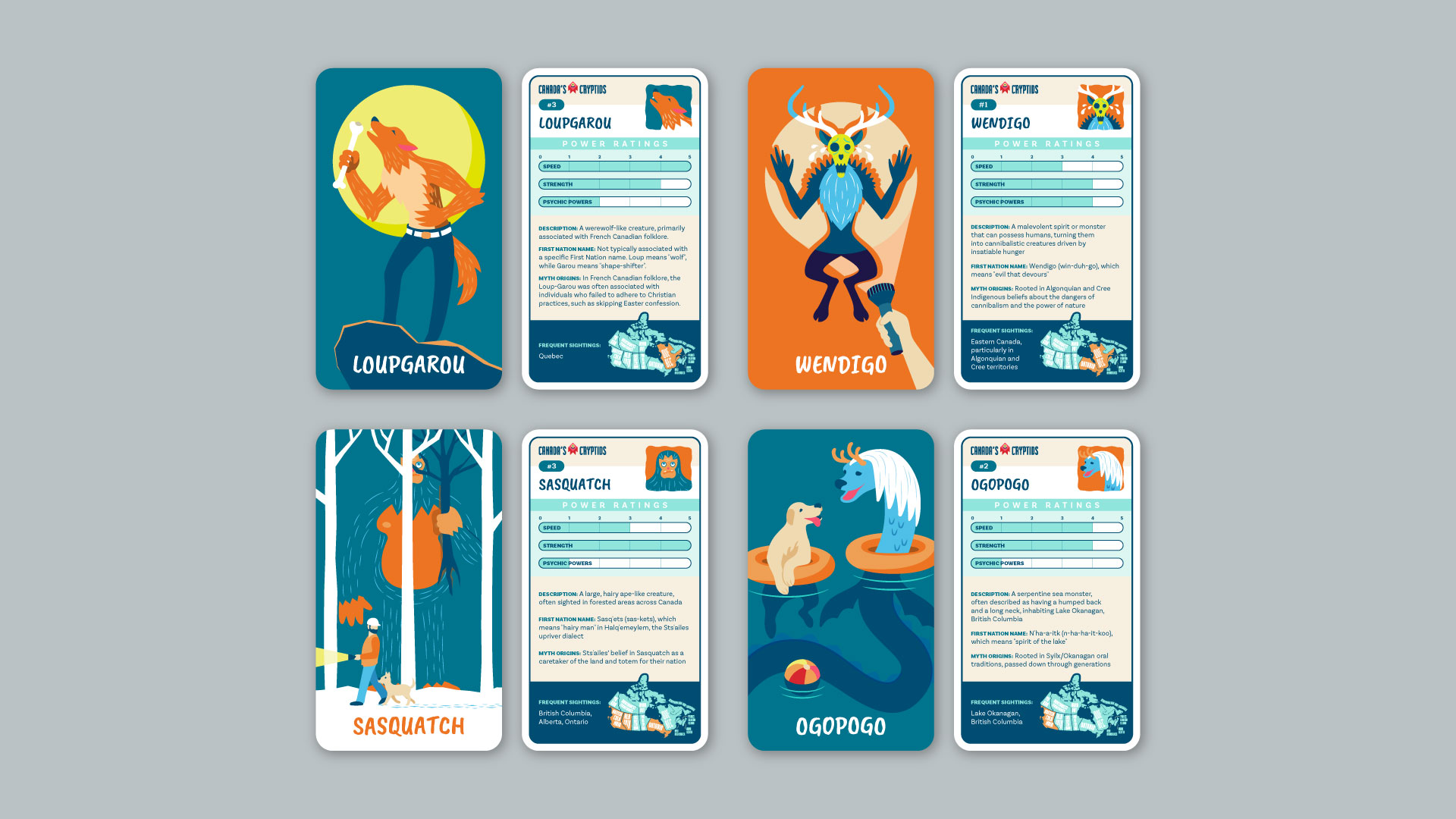 Canadian Cryptid Trading Cards design