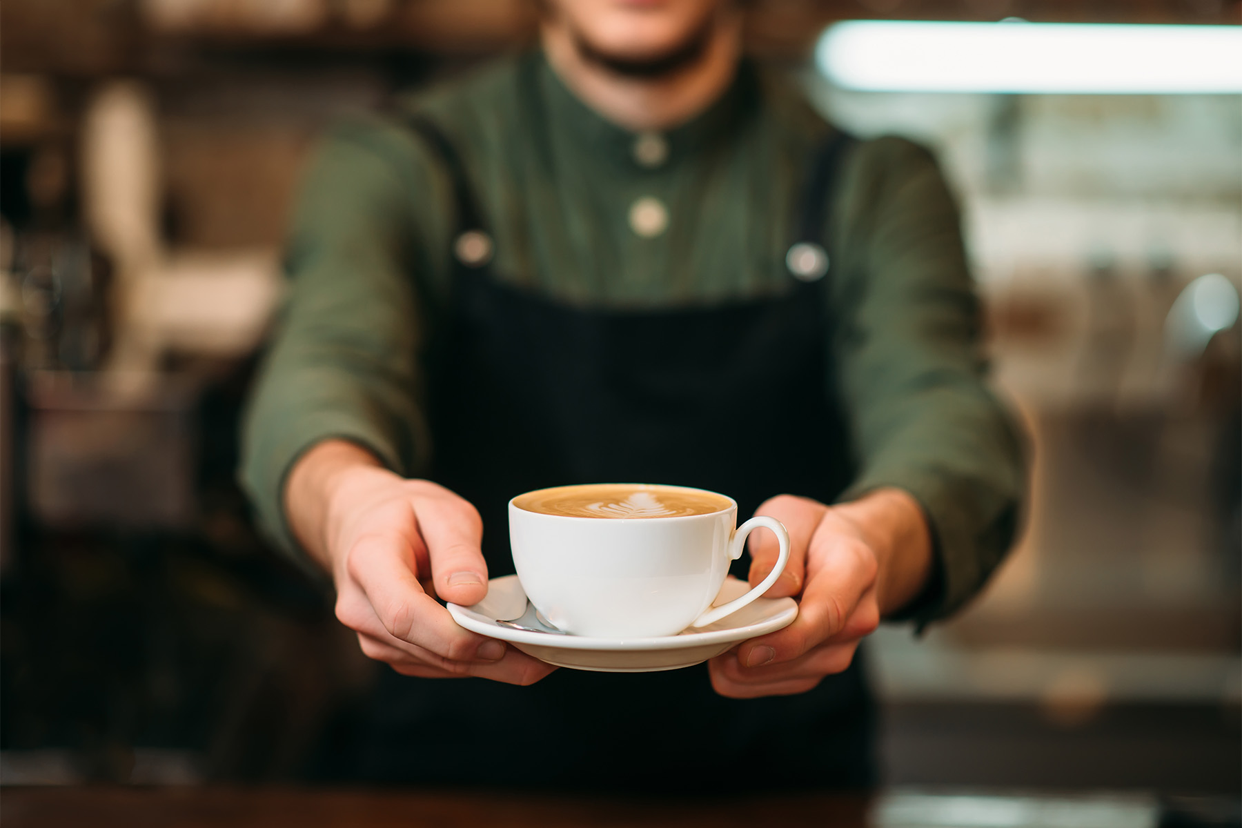 A cup of coffee being served
